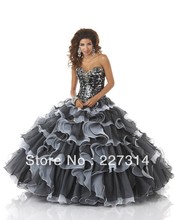Wavy layers of organza create the fullness down Ball Gown Sweetheart Sleeveless Floor-Length Organza Quinceanera Dresses