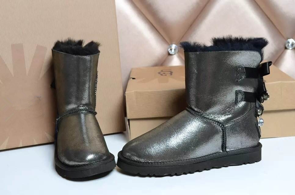 2014 Brand Genuine Australia sheepskin 100 Wool inside crystal charm Bow warm women winter ankle snow