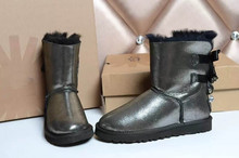 int’l Brand Genuine Australia sheepskin 100%Wool inside crystal charm Bow warm women winter ankle snow boot,original Lable box