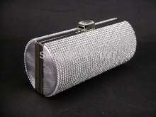 3086 Crystal Silver TUBE Cylinder Barrel Wedding Bridal Party Night clutch bag Evening purse handbag IN
