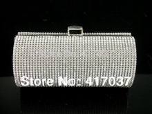 3086 Crystal Silver TUBE Cylinder Barrel Wedding Bridal Party Night clutch bag Evening purse handbag IN