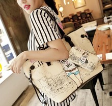 Free Shipping Wholesale 3 bags set Printing handbags shoulder Bag totes wristlets day clutches Wallet cosmetic