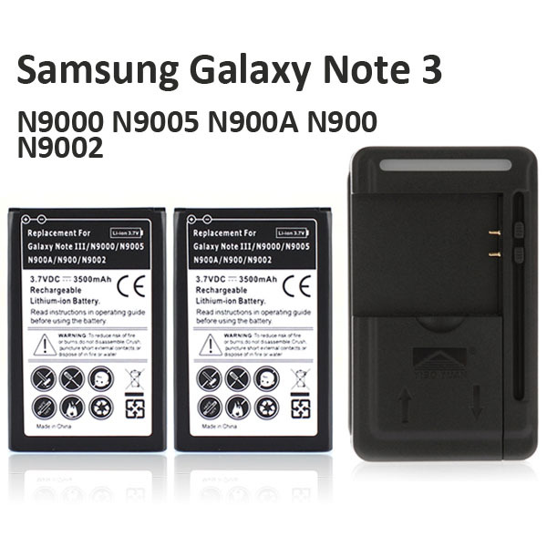 2x 3500mah Battery Wall Charger for Samsung Galaxy Note 3 III N9000 N9005 N900A N900 N9002