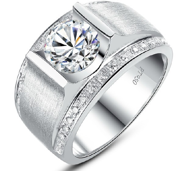 de-luxe-bague-1-carat-diamant-synthÃ©tique-bande-large-d-argent-bague ...