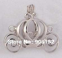 POP! 18kgp Carriage Locket  Pumpkin Caravan Pearl Bead Cage /Pendant for Jewelry, Bracelet /Necklace, Free Shipping