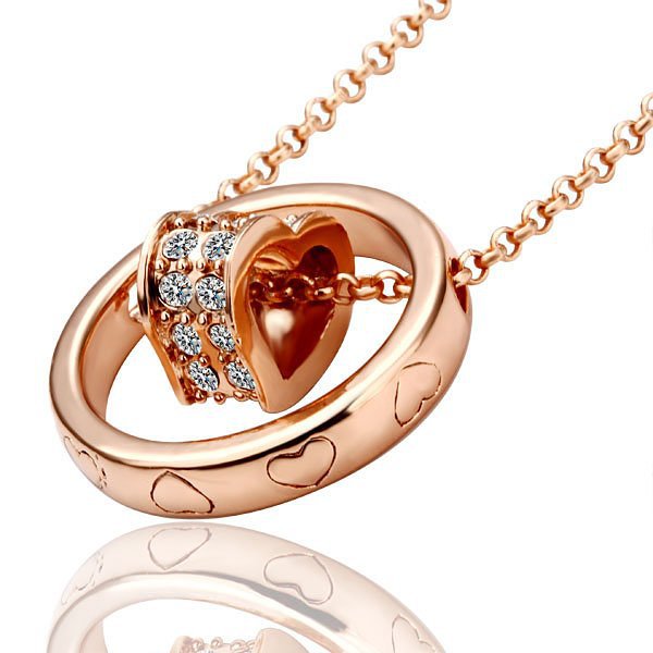 Fashion Bijoux Love Necklace 18k Rose Gold Plated Heart Shape Fashion Necklace For Women Free Shipping