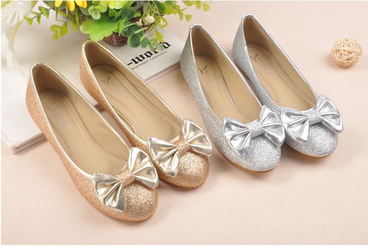 women rhinestone pearl bow bridal shoes bridesmaid shoes flat heel gold wedding shoes