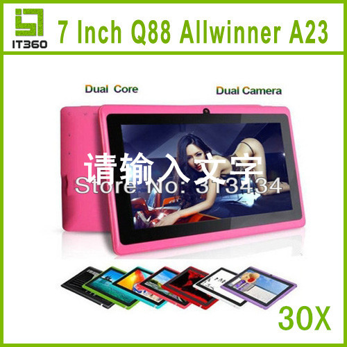 30pcs 7 inch Dual Core Allwinner A23 Q8 Q88 Android 4 2 Dual Camera Capacitive Screen