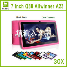 30pcs 7 inch Dual Core Allwinner A23 Q8 Q88 Android 4.2 Dual Camera Capacitive Screen tablet pc 1.5GHz A13 Upgrade Colorful