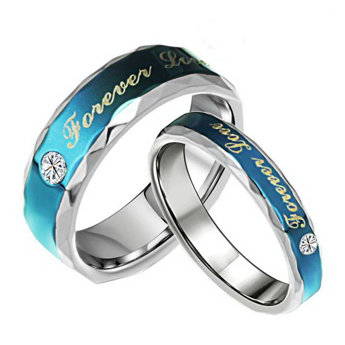 Fine Jewelry Stainless Steel Ring Stainless Steel Couple Ring Jewelry Blue Color Forever love RS008