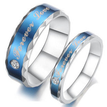 Fine Jewelry Stainless Steel Ring Stainless Steel Couple Ring Jewelry Blue Color Forever love RS008