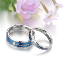 Fine Jewelry Stainless Steel Ring Stainless Steel Couple Ring Jewelry Blue Color Forever love RS008