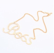 2015 New Fashion Gold Collar Chunky Sexy Letter Necklaces Pendants Vintage Statement Necklace Women Wholesale Jewelry