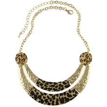 Free Shipping New Arrival Fashion Gold Plated Resin Simulated Diamond Leopard Print Smiling Face Necklace