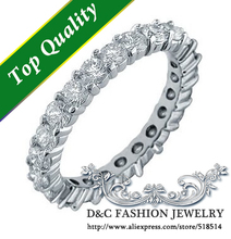 Eternity Wedding Band Full Simulated Diamonds Wedding Rings for Women Prong Setting Men/Women Jewelry