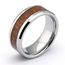 Freeshipping Post Dark Brown Wood Rings Tungsten Wood Inlay ring TRX 273 for Men size 5