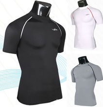 Free delivery of New new styles Men’s Multi line sweat dry exercise tight fitness wear T-shirts