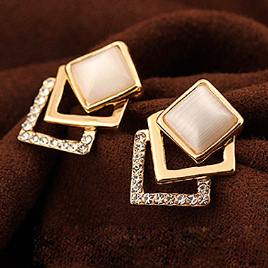 Free shipping 2015 new fashion opal cubic elegant statement stud earrings for women