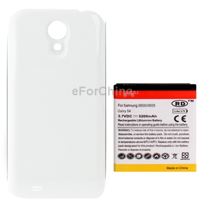 6200mAh Replacement Mobile Phone Battery Cover Back Door for Samsung Galaxy S4 i9500 White