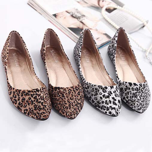 Fashion Spring and Autumn Designer Rhinestone Women Flats Leopard Shoes Woman Slip On Casual Shoes Ladies