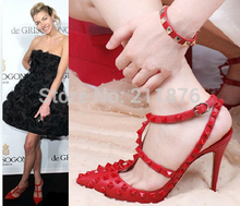 2014 Designer Rivet Studded Pointed Toe High Heels Women Sandals Gladiator Shoes Pumps Woman Wedding Bridal