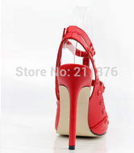 2014 Designer Rivet Studded Pointed Toe High Heels Women Sandals Gladiator Shoes Pumps Woman Wedding Bridal