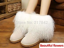 Tan cowhide paragraph 1875 knee-high tassel genuine leather boots snow boots
