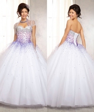 2014 White Beading Sweetheart Sleeveless Ball Gown Floor Length Organza Quinceanera Dresses Free Jacket Custom Size Q54