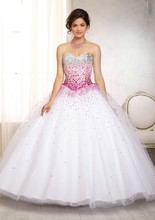 2014 White Beading Sweetheart Sleeveless Ball Gown Floor Length Organza Quinceanera Dresses Free Jacket Custom Size