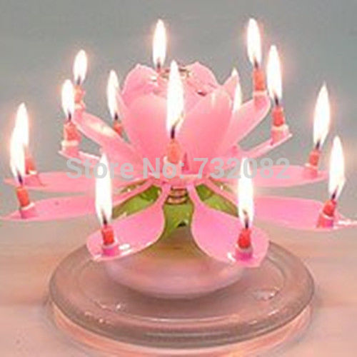 Buy Spinning lotus Musical Birthday Candle Flower lotus Sparkler Cake ...