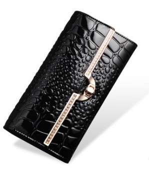 Free shipping 2014 fashion women s long design luxury wallet ladies crocodile pattern light cowhide wallet