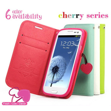 Cute Cherry Series Wallet Stand Case for Samsung Galaxy S3 I9300 S5 i9600 Leather Holster Cover