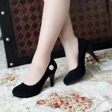 2013 autumn spring  nubuck leather round toe women pumps high thin heels fashion single women shoes free shipping Eu size 34-39