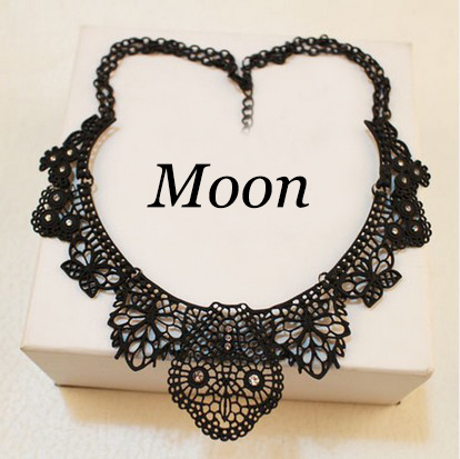 Black Alloy Hollow Flower Crystal Gem False Collar Choker Statement Necklaces Pendants Fashion Jewelry Women Wholesale