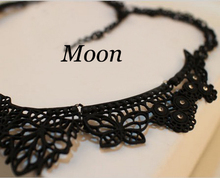 Black Alloy Hollow Flower Crystal Gem False Collar Choker Statement Necklaces Pendants Fashion Jewelry Women Wholesale