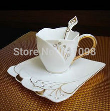 Brand New Bone China Hand painted 21 Pieces Tea and Coffee Set White Color w Diamond