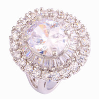 Wholesale Junoesque Huge Jewelry Oval Cut Holy White Topaz 925 Silver AAA Ring Size 7 Romantic Love Style