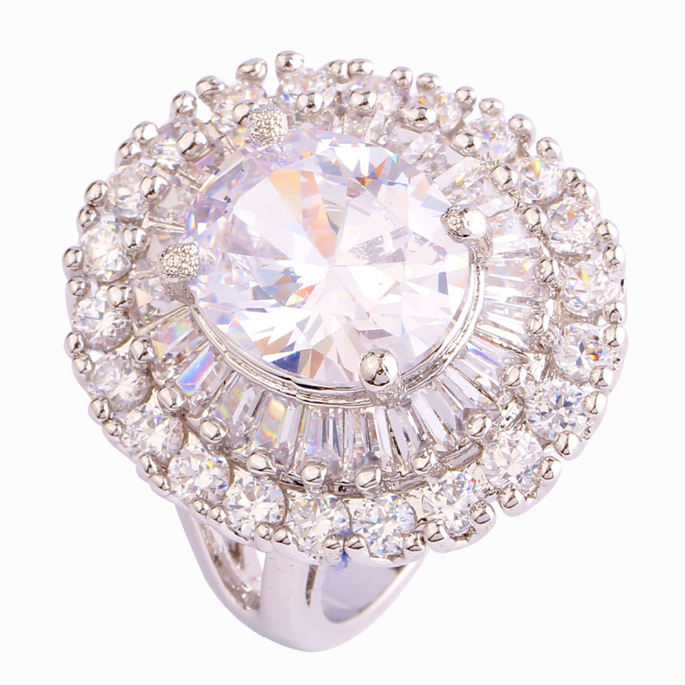 Wholesale Junoesque Huge Jewelry Oval Cut Holy White Topaz 925 Silver AAA Ring Size 7 Romantic