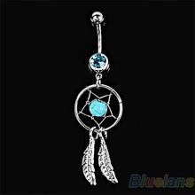 Body Jewelry Crystal Gem Dream Catcher Navel Dangle Belly Barbell Button Bar Ring Body piercing Art