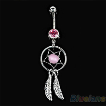 Body Jewelry Crystal Gem Dream Catcher Navel Dangle Belly Barbell Button Bar Ring Body piercing Art