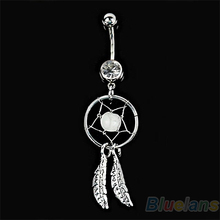 Body Jewelry Crystal Gem Dream Catcher Navel Dangle Belly Barbell Button Bar Ring Body piercing Art