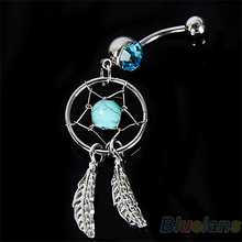 Body Jewelry Crystal Gem Dream Catcher Navel Dangle Belly Barbell Button Bar Ring Body piercing Art