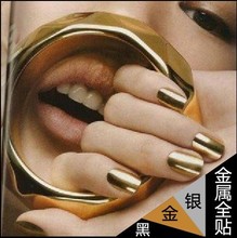 10 Pieces/lot  personal care nail art DIY nail art stickers metallic adhesive Free shipping fingernail sticker gold silver black