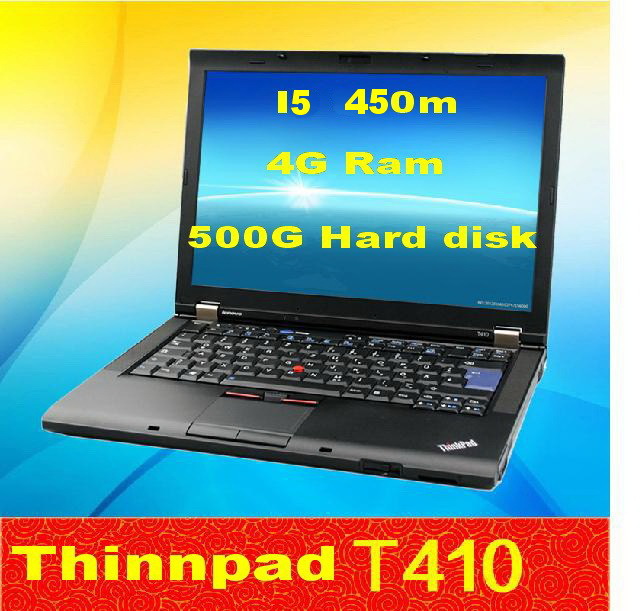 Used laptop lenovo Thinkpda T410 intel i5 450M 2 4G 4G 500G 14 inch widescreen DVD
