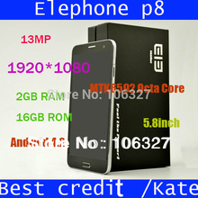 2014 New arrivalOriginal Elephone P8 Android 4.2 MTK6592 phone 1.7GHz Octa Core 2gb ram 16gb rom 5.8″ IPS FHD 13MP OTG GPS /Kate