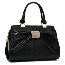 2015 new Luxury ladies evening bags women messenger bags Bow Pu patent Sexy women bag High