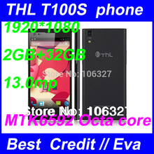 Original THL T100s Mtk6592 Octa Core Cell Phone 5″ Gorilla Glass Android 4.2 RAM 2GB ROM 32GB 13Mp Camera Dual SIM NFC OTG/Eva