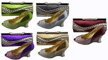 Free Shipping By DHL 2014 New arrival Lady fashion african shoes and matching bags BT1401 SIZE