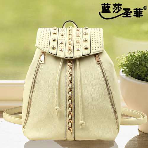 European 2015 New elegant ladies backpack Fashion High quality women backpack Simple Casual Rivet school bags