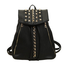 European 2015 New elegant ladies backpack Fashion High quality women backpack Simple Casual Rivet school bags